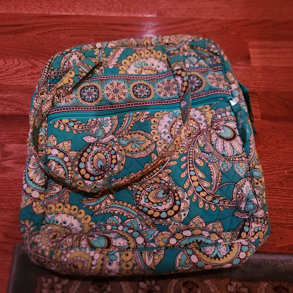 Vera Bradley Teal and Yellow Paisley Tote